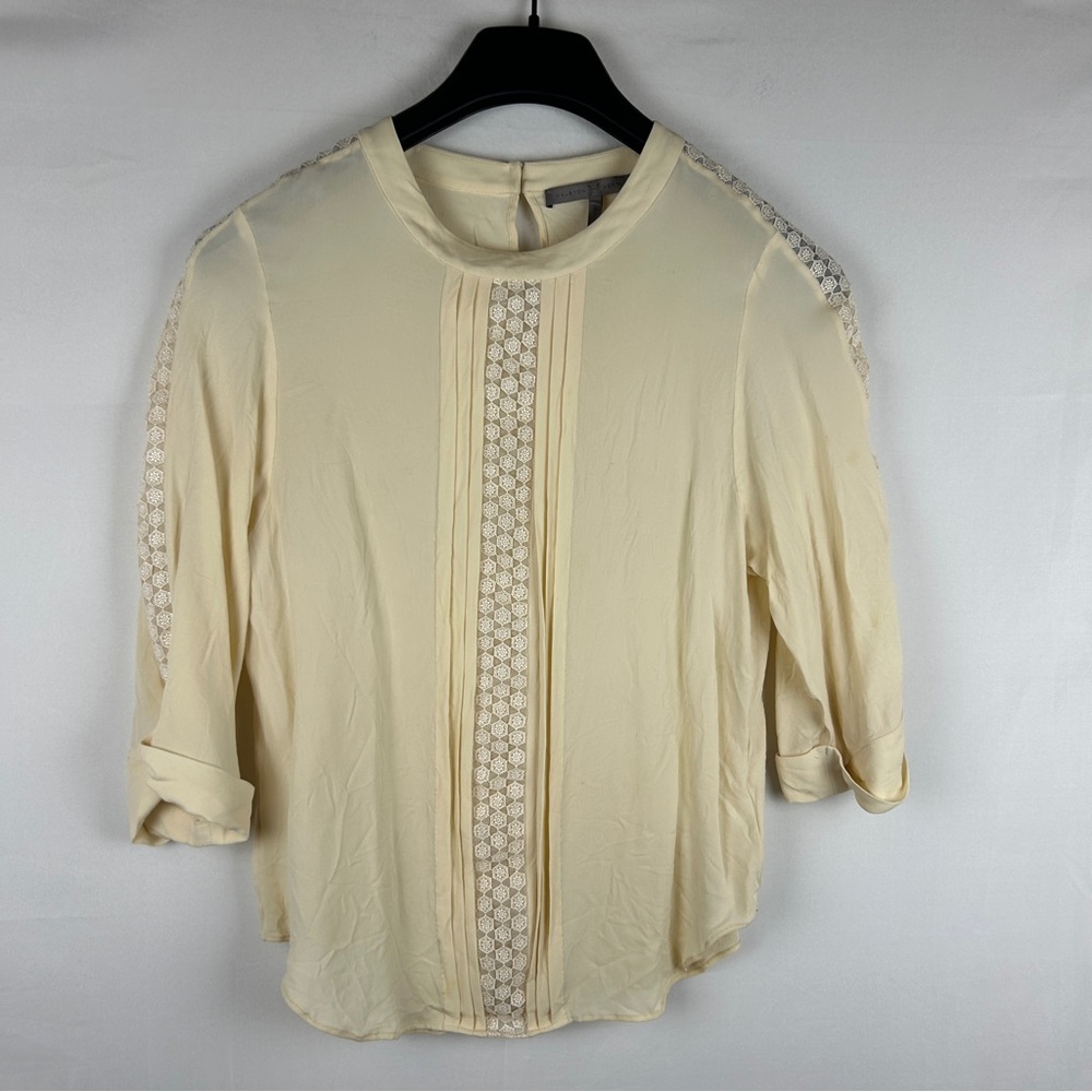 H by Halston silk lace detailed blouse top size M